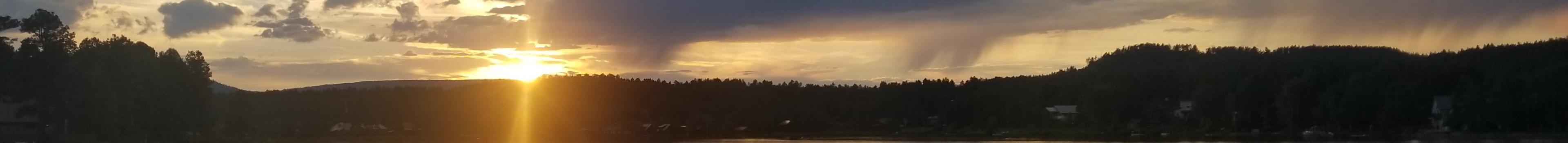 Sunset over a lake in the mountains